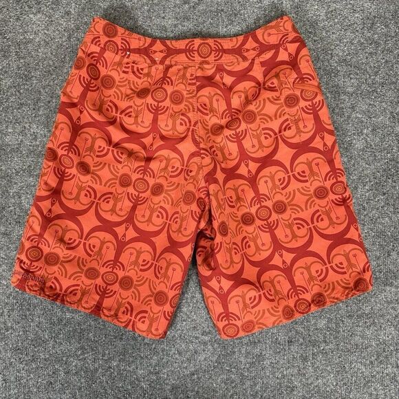 Patagonia Board Shorts Mens 33 (32) Orange Geometric Swim Trunks 9" Nylon Adult - Picture 4 of 9